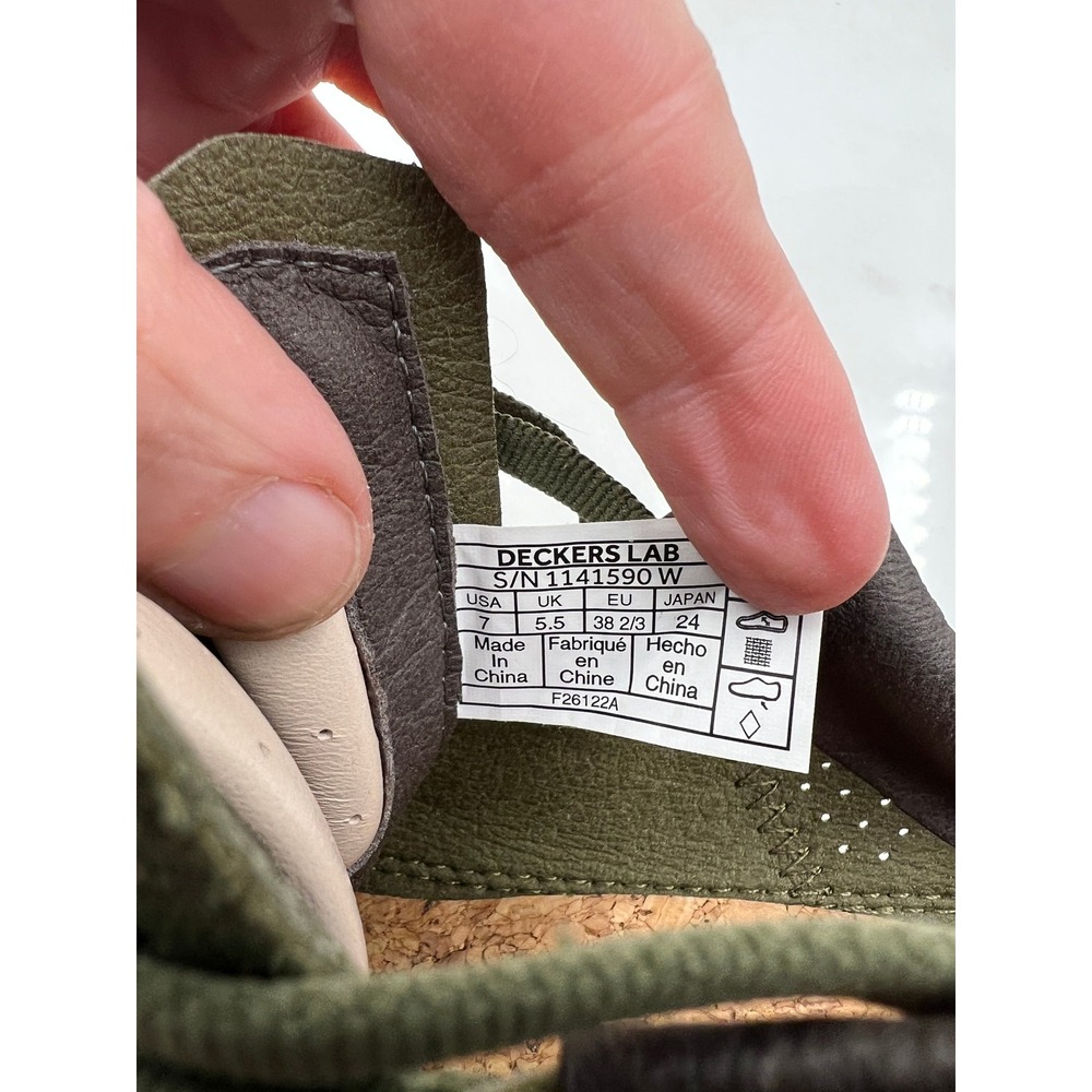 Deckers X Lab Sugarcane Shoes Womens Olive Green Suede Sneakers Size 7 - Picture 9 of 12